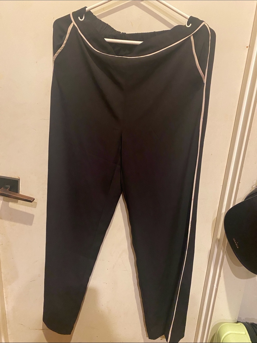 Nicole Miller Black Track Joggers with Cream Piping